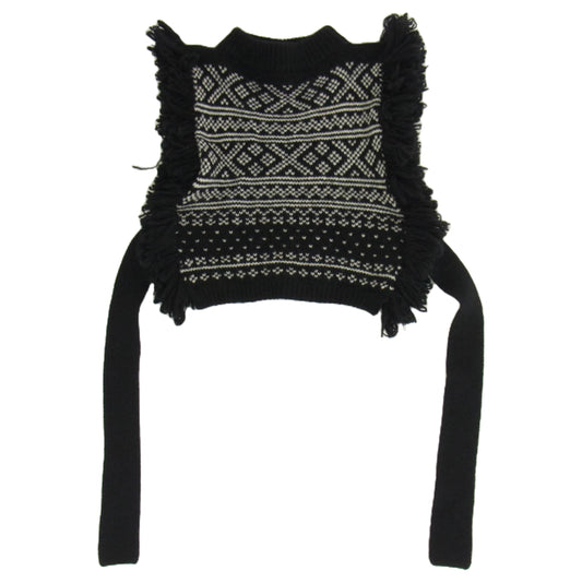 HYKE ハイク 23AＷ NORDIC FRINGE SWEATER VEST ノルディック フリンジ セーター ニット ベスト ブラック系【中古】