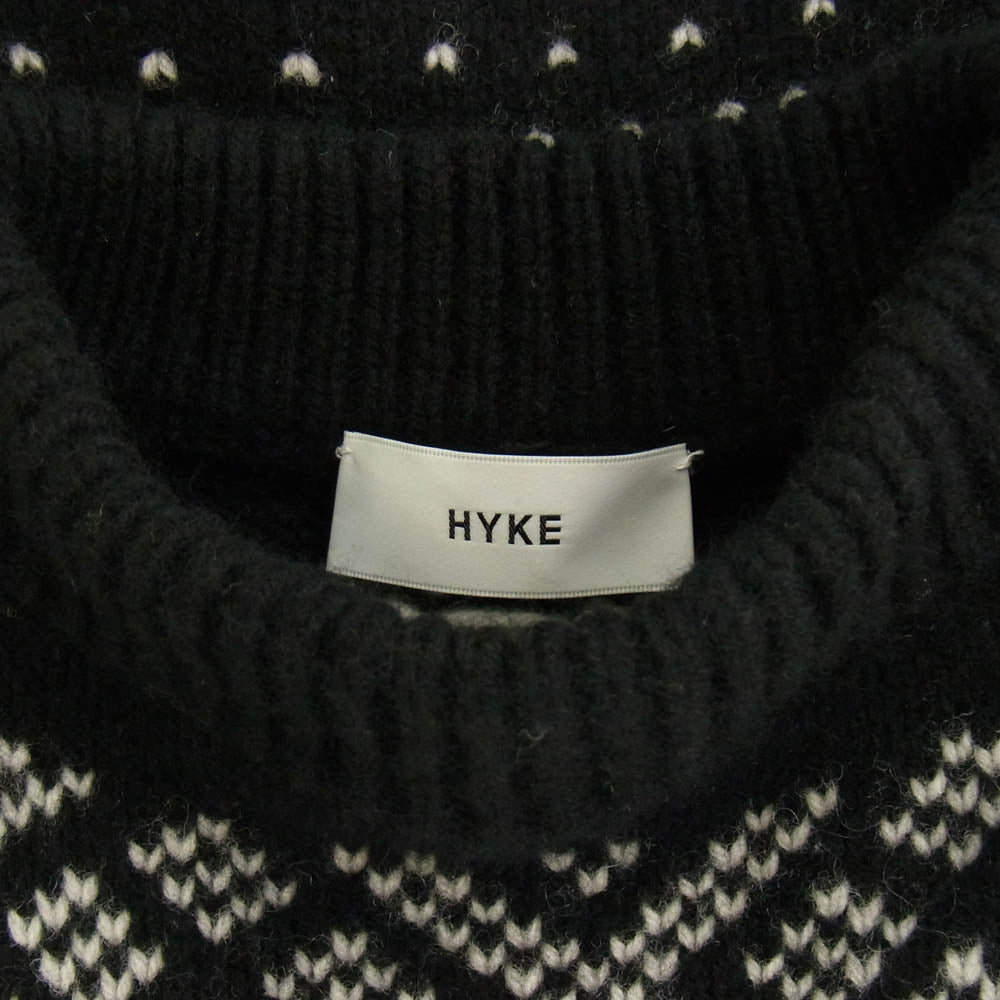 HYKE ハイク 23AＷ NORDIC FRINGE SWEATER VEST ノルディック フリンジ セーター ニット ベスト ブラック系【中古】
