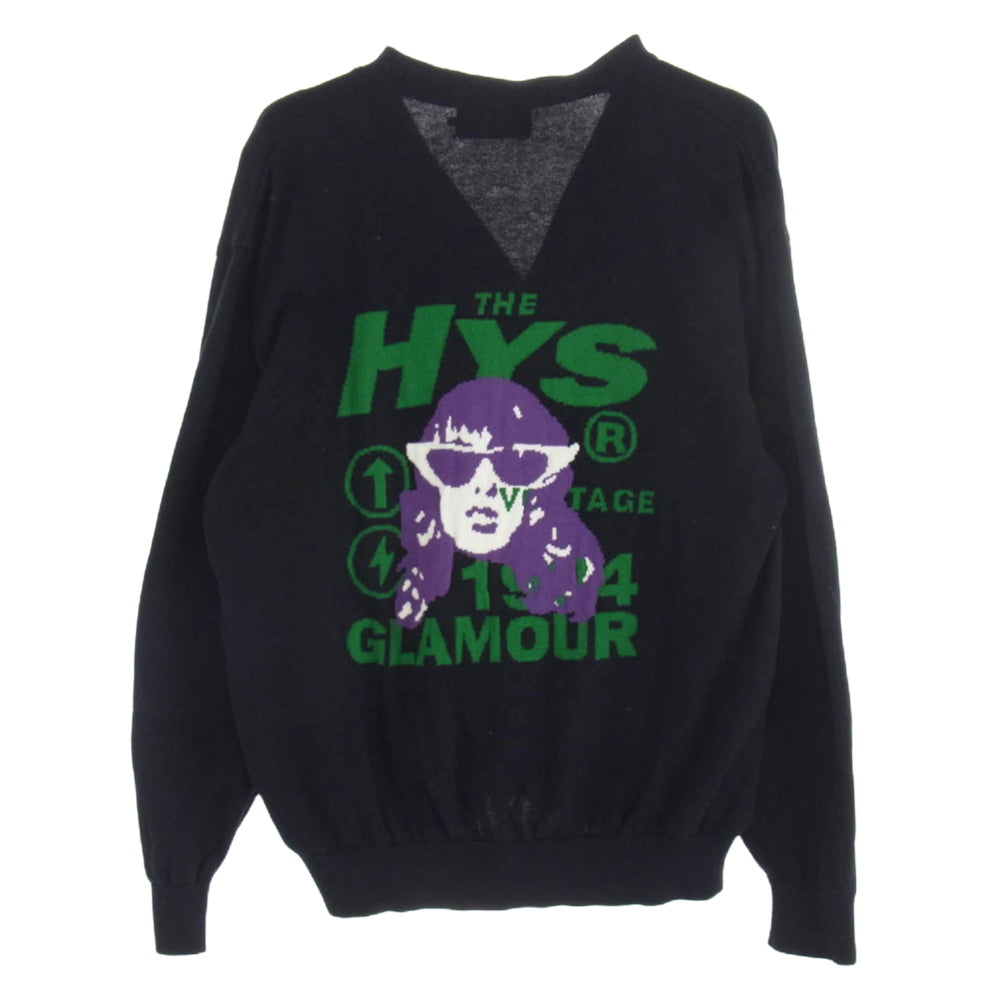HYSTERIC GLAMOUR ヒステリックグラマー 02221ND02 ガールズバンド THE VOLTAGE 編込 カーディガン ブラック系 L【中古】