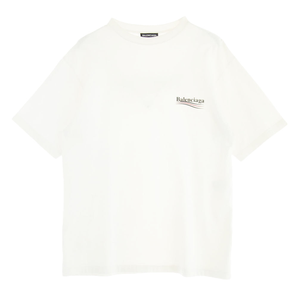 BALENCIAGA バレンシアガ 620969 TIV52 Political Campaign Large Fit Tee キャンペーンロゴ 半袖 Tシャツ ホワイト系 XXS【中古】