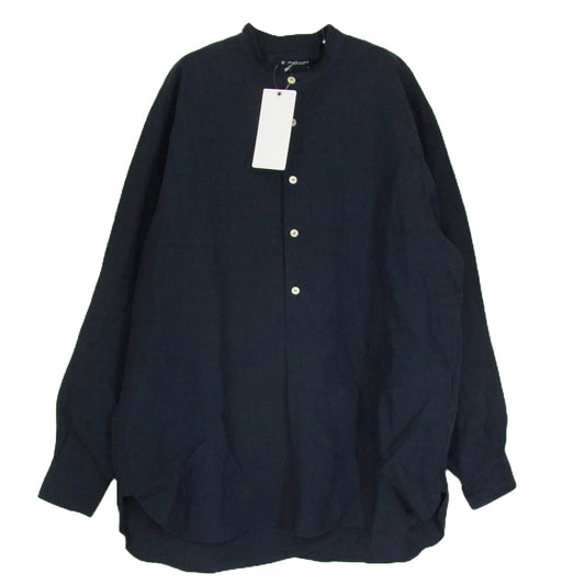 マーティーアンドサンズ 23SS MT3103-0605A LINEN PULL OVER SHIRTS リネン プルオーバー 長袖シャツ ネイビー系 2【中古】