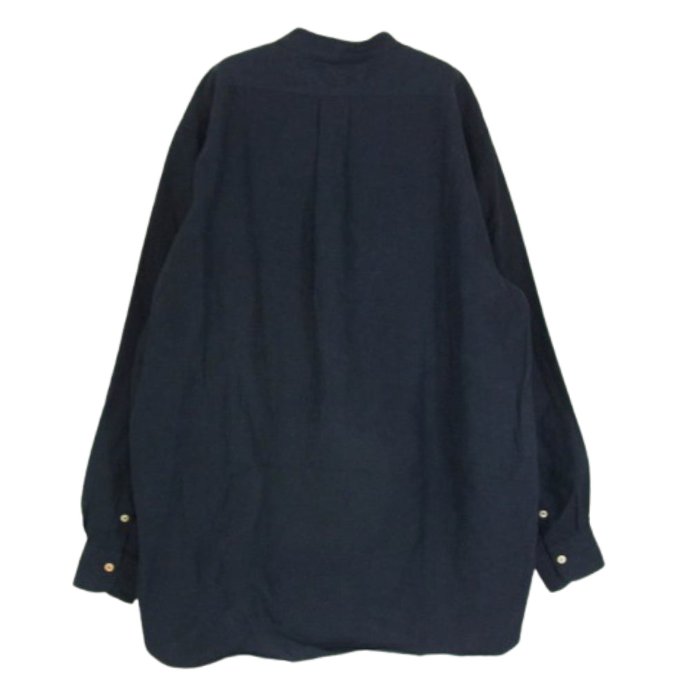 マーティーアンドサンズ 23SS MT3103-0605A LINEN PULL OVER SHIRTS リネン プルオーバー 長袖シャツ ネイビー系 2【中古】