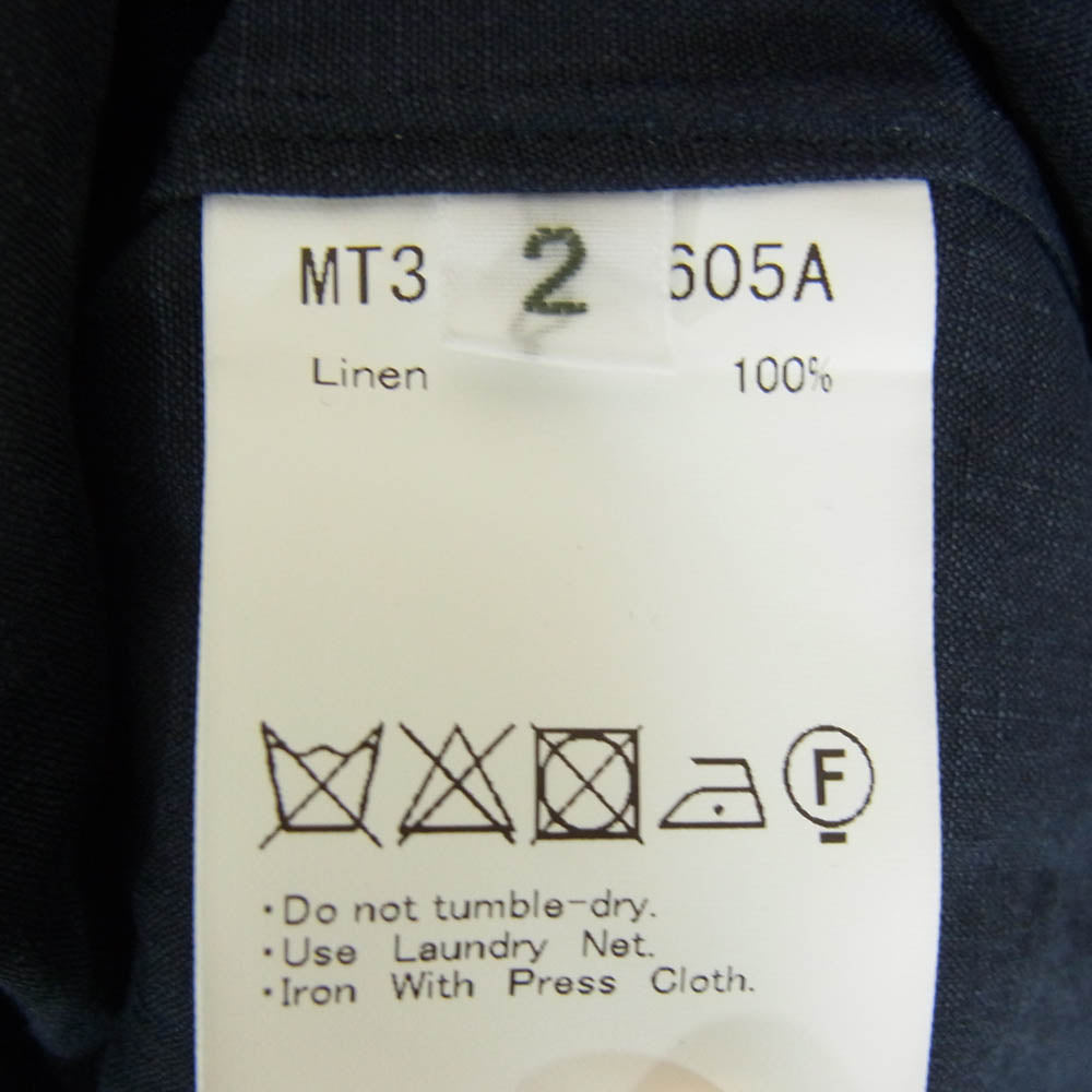 マーティーアンドサンズ 23SS MT3103-0605A LINEN PULL OVER SHIRTS リネン プルオーバー 長袖シャツ ネイビー系 2【中古】