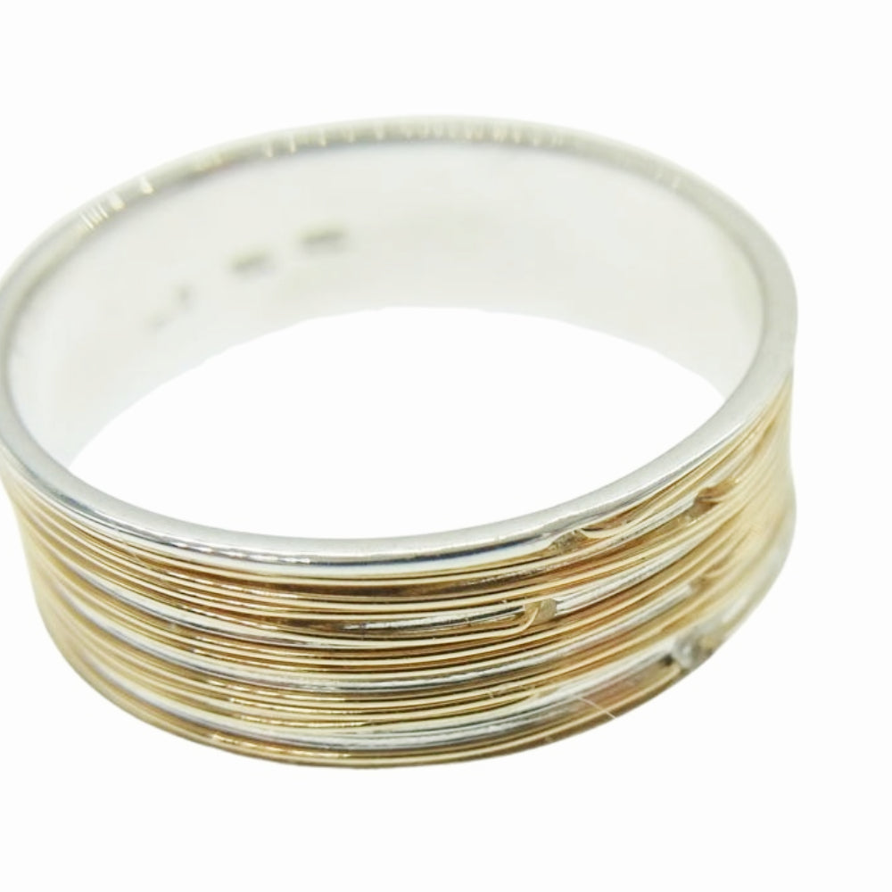 ダントミマツ SPOOL RING LONG K18 SILVER925 リング ゴールド シルバー 9号【中古】