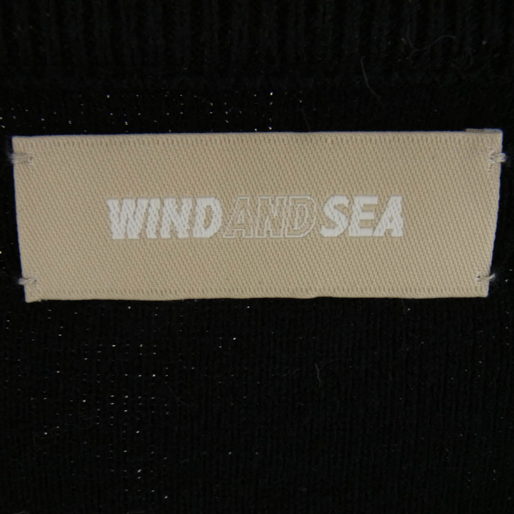 WIND AND SEA ウィンダンシー WDS-O-ESSC-24-Q2-KN-02 カシミア混 ロゴ刺繍 ニットカーディガン ブラック系 XL【中古】