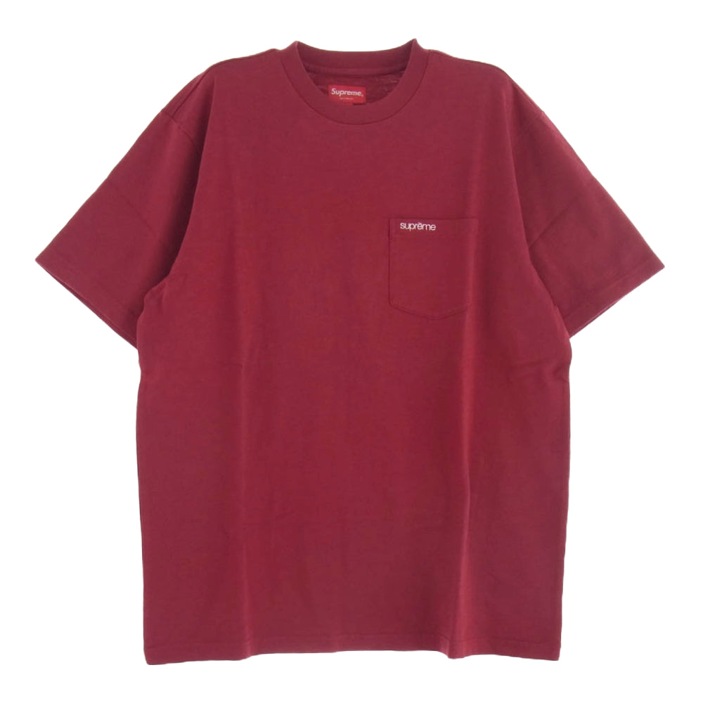 Supreme シュプリーム S/S Pocket Tee Cardinal ポケット 刺繍 半袖 Tシャツ カーディナル エンジ系 M【中古】
