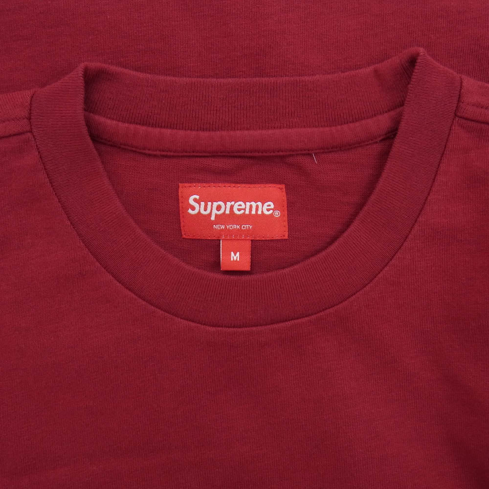Supreme シュプリーム S/S Pocket Tee Cardinal ポケット 刺繍 半袖 Tシャツ カーディナル エンジ系 M【中古】