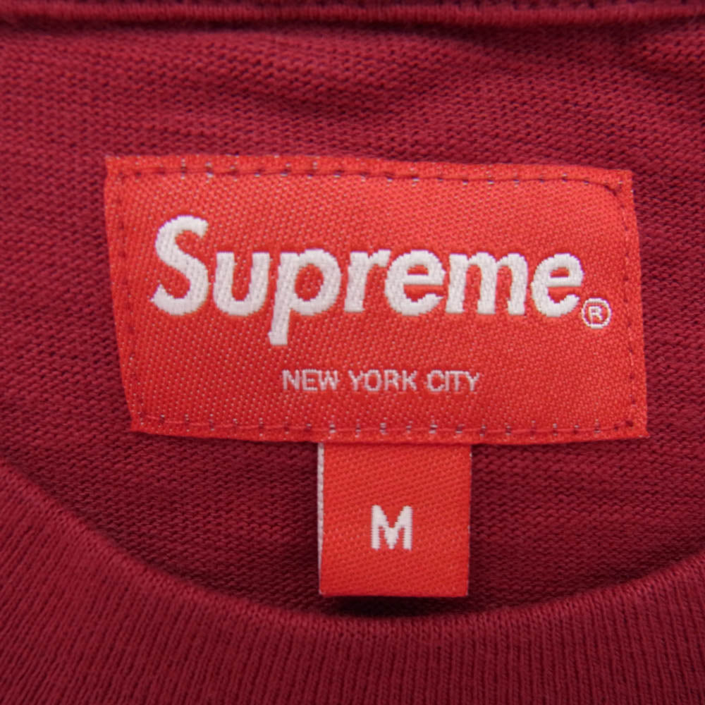 Supreme シュプリーム S/S Pocket Tee Cardinal ポケット 刺繍 半袖 Tシャツ カーディナル エンジ系 M【中古】