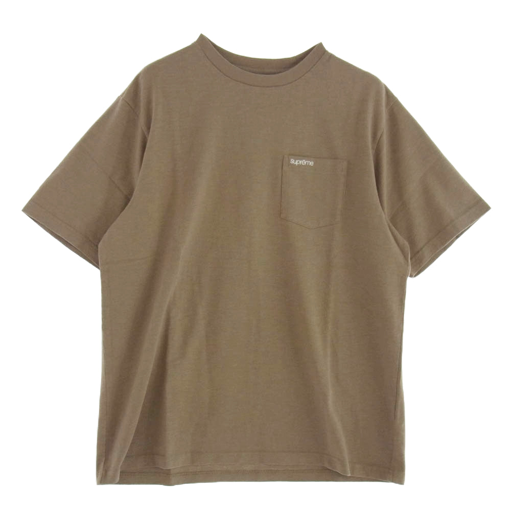 Supreme シュプリーム 23SS S/S Pocket Tee #A Taupe  ポケット 刺繍 半袖 Tシャツ ライトブラウン系 M【美品】【中古】