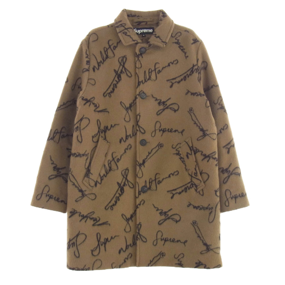 Supreme シュプリーム 20AW Script Logos Wool Overcoat スクリプトロゴ ウール オーバーオール ブラウン系 M【中古】