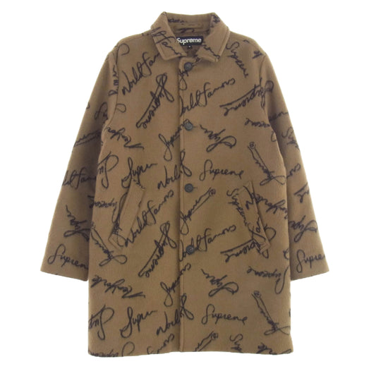 Supreme シュプリーム 20AW Script Logos Wool Overcoat スクリプトロゴ ウール オーバーオール ブラウン系 M【中古】