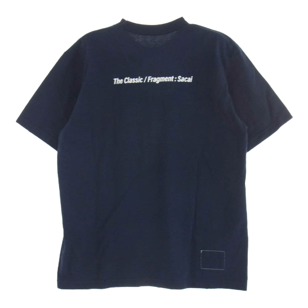 Sacai サカイ 21-0314S × Fragment Design フラグメントデザイン T-Shirt Navy フラグメント Tシャツ 半袖カットソー ネイビー系 2【極上美品】【中古】