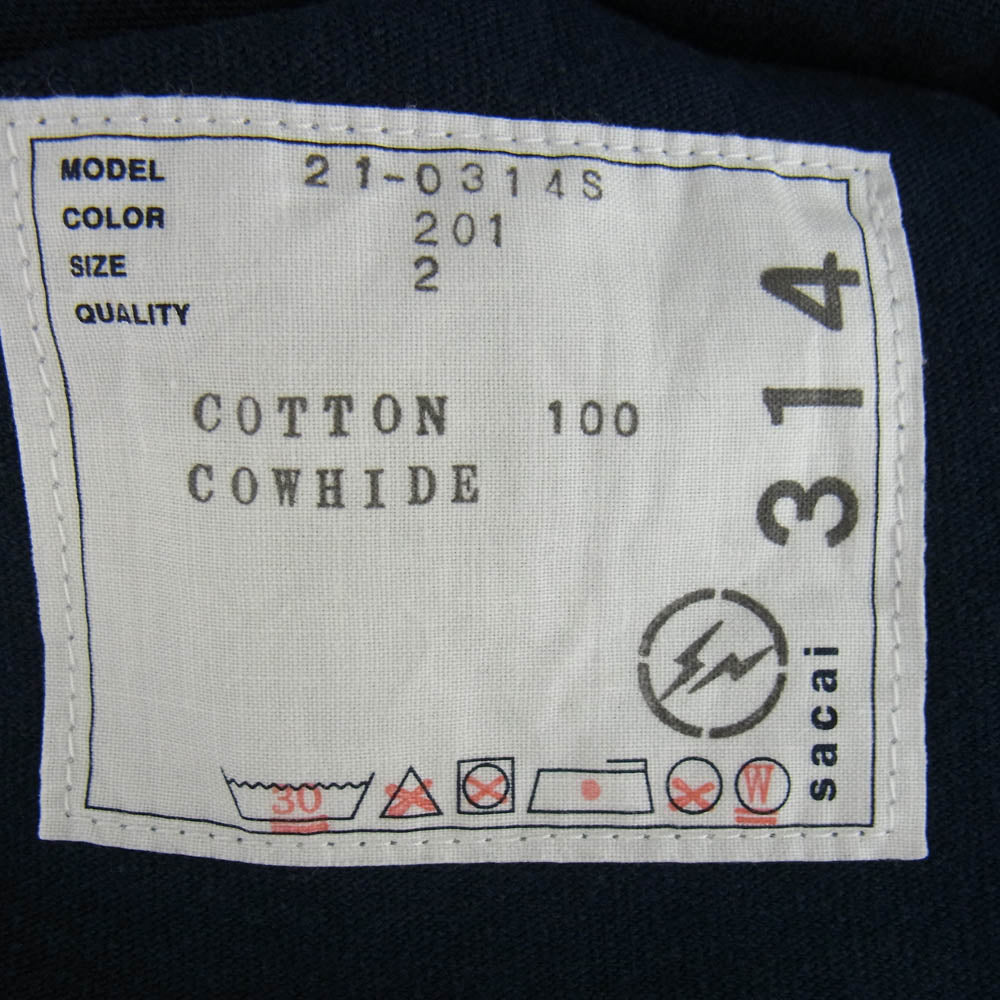 Sacai サカイ 21-0314S × Fragment Design フラグメントデザイン T-Shirt Navy フラグメント Tシャツ 半袖カットソー ネイビー系 2【極上美品】【中古】