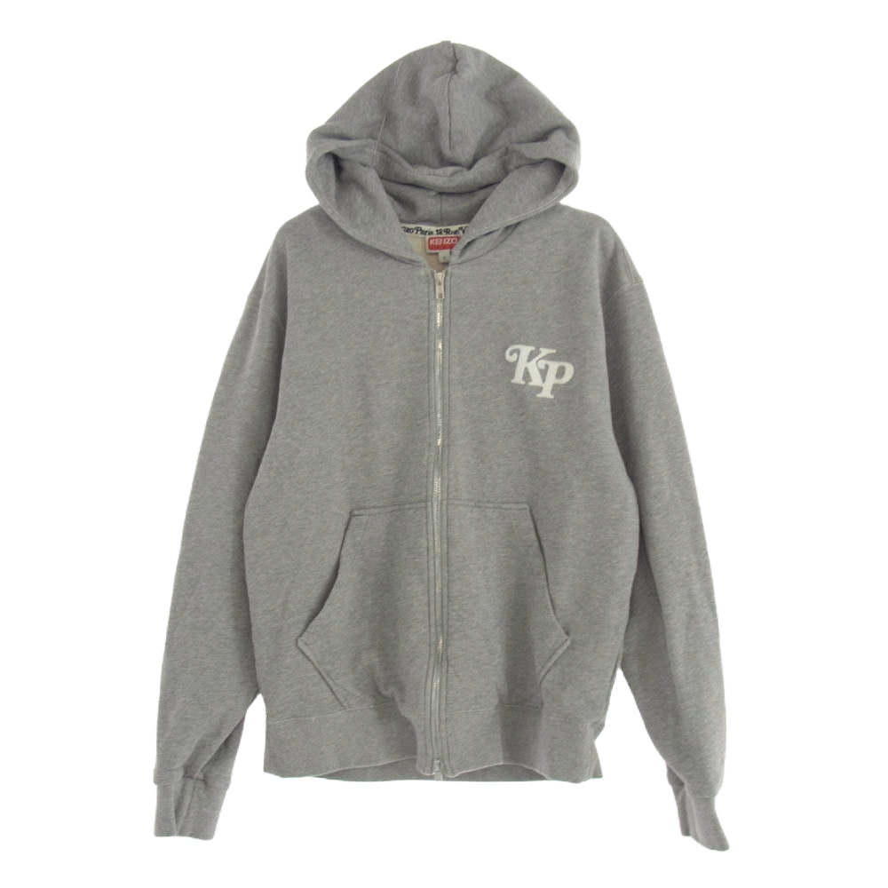 KENZO ケンゾー FE55SW2104MG × Verdy ヴェルディー Full Zip Hoodie グラフィックロコプリント ジップパーカー フーディー グレー系 S【中古】