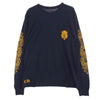 CHROME HEARTS クロムハーツ（原本無） バック ダガー アーム フローラルクロス プリント ロングスリーブTシャツ 長袖カットソー ネイビー系 XL【中古】