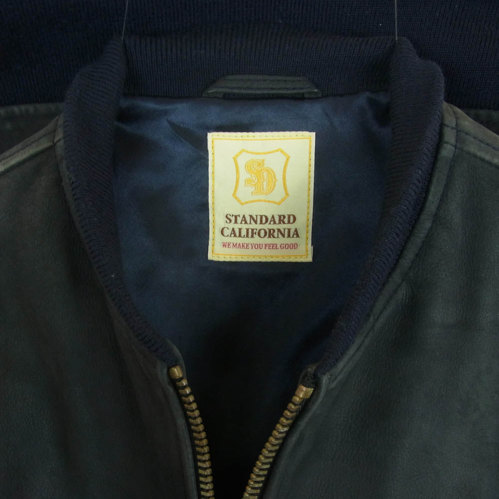 STANDARD CALIFORNIA スタンダードカリフォルニア SD Nubuck Leather Jacket ヌバック レザー ジャケット ネイビー ネイビー系 M【中古】