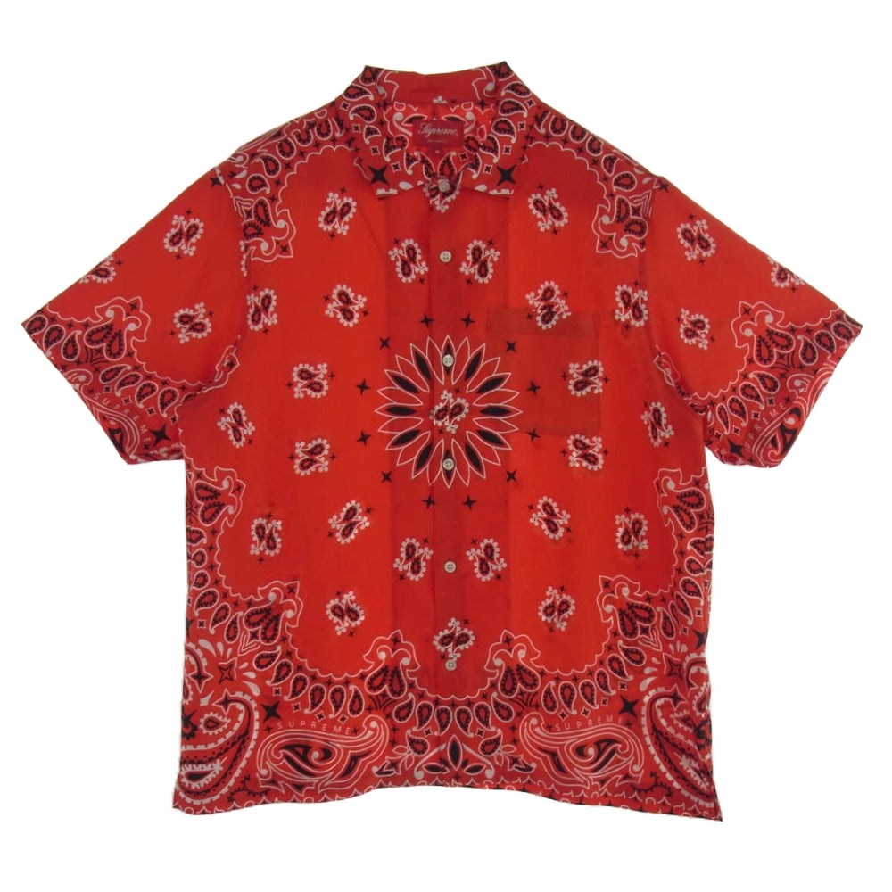 Supreme シュプリーム 21SS Bandana Silk S/S Shirt Red バンダナ シルク 半袖 シャツ レッド系 M【中古】