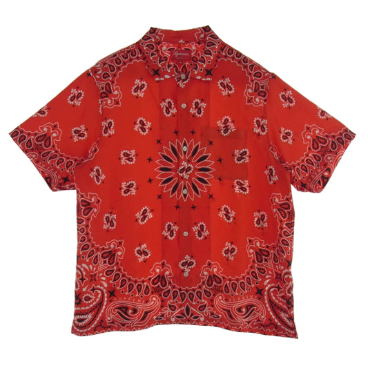 Supreme シュプリーム 21SS Bandana Silk S/S Shirt Red バンダナ シルク 半袖 シャツ レッド系 M【中古】