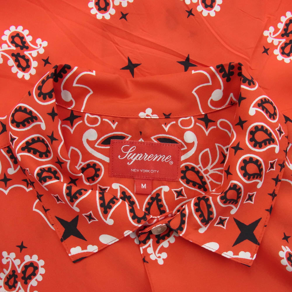 Supreme シュプリーム 21SS Bandana Silk S/S Shirt Red バンダナ シルク 半袖 シャツ レッド系 M【中古】