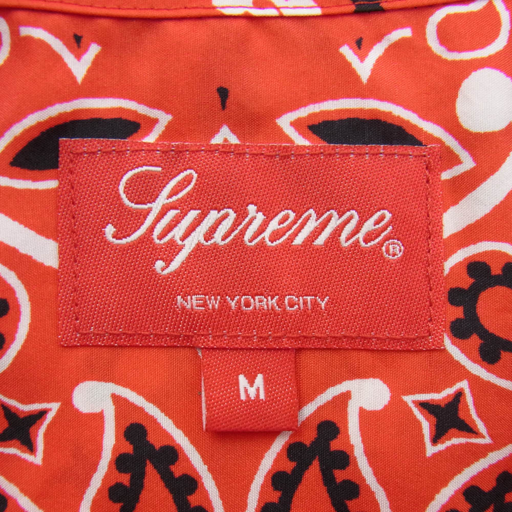 Supreme シュプリーム 21SS Bandana Silk S/S Shirt Red バンダナ シルク 半袖 シャツ レッド系 M【中古】