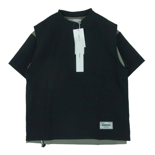 ポリクアント 2401022 THE FUNCTIONAL LAYERED S/S TEE レイヤード メッシュ切替 Tシャツ 半袖 カットソー ブラック系 2【新古品】【未使用】【中古】
