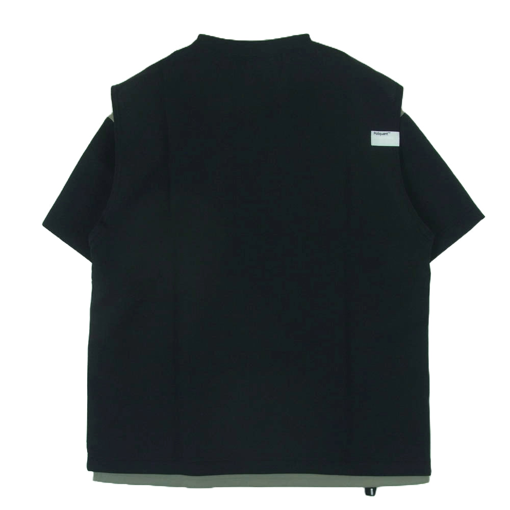 ポリクアント 2401022 THE FUNCTIONAL LAYERED S/S TEE レイヤード メッシュ切替 Tシャツ 半袖 カットソー ブラック系 2【新古品】【未使用】【中古】