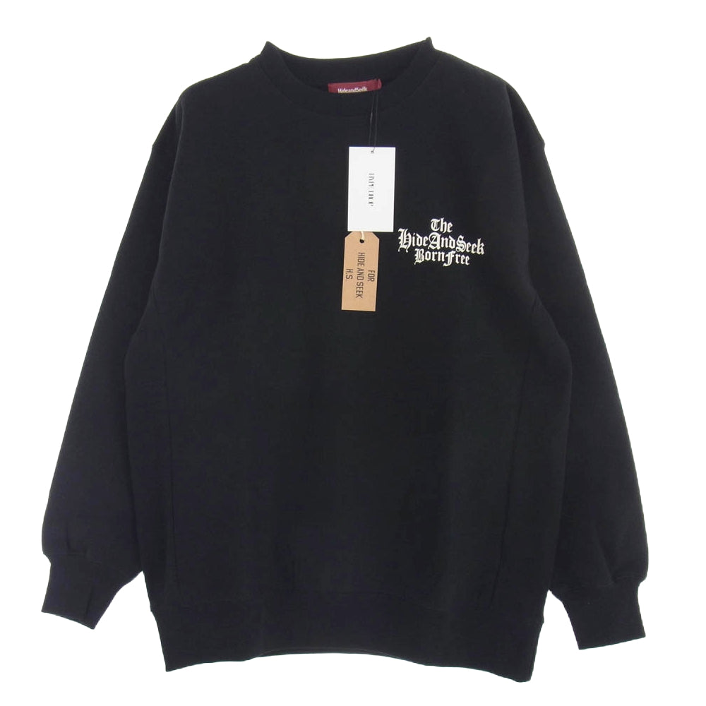 HideandSeek ハイドアンドシーク HC-010624 The H&S Sweat Shirt バックプリント スウェット ブラック系 L【新古品】【未使用】【中古】