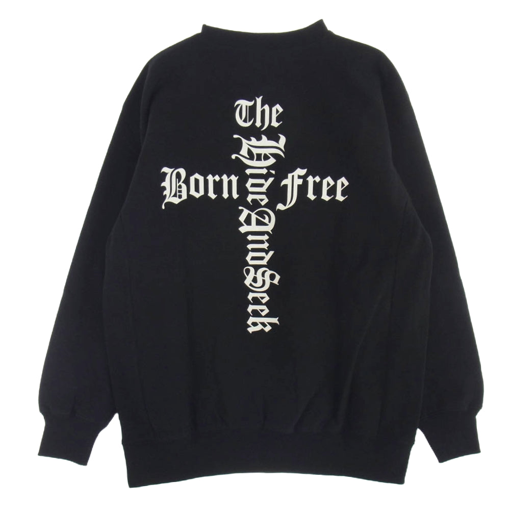 HideandSeek ハイドアンドシーク HC-010624 The H&S Sweat Shirt バックプリント スウェット ブラック系 L【新古品】【未使用】【中古】