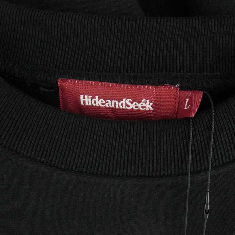 HideandSeek ハイドアンドシーク HC-010624 The H&S Sweat Shirt バックプリント スウェット ブラック系 L【新古品】【未使用】【中古】