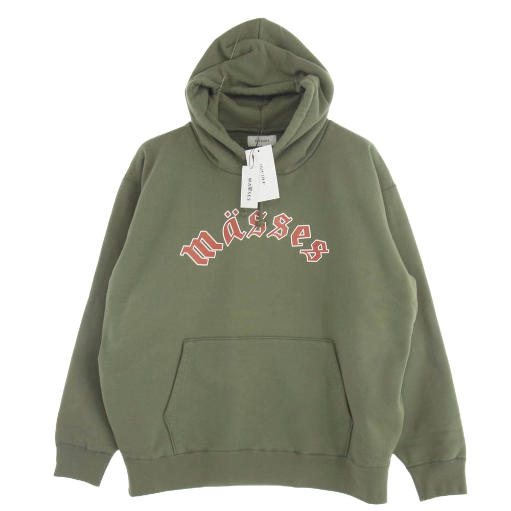 MASSES マシス 25SS 25SS_MSS_002 SWEAT HOODED METAL BLACK プロントプリント プルオーバーパーカー オリーブ L【新古品】【未使用】【中古】