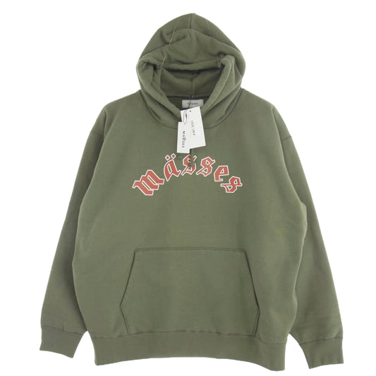 MASSES マシス 25SS 25SS_MSS_002 SWEAT HOODED METAL BLACK プロントプリント プルオーバーパーカー オリーブ L【新古品】【未使用】【中古】