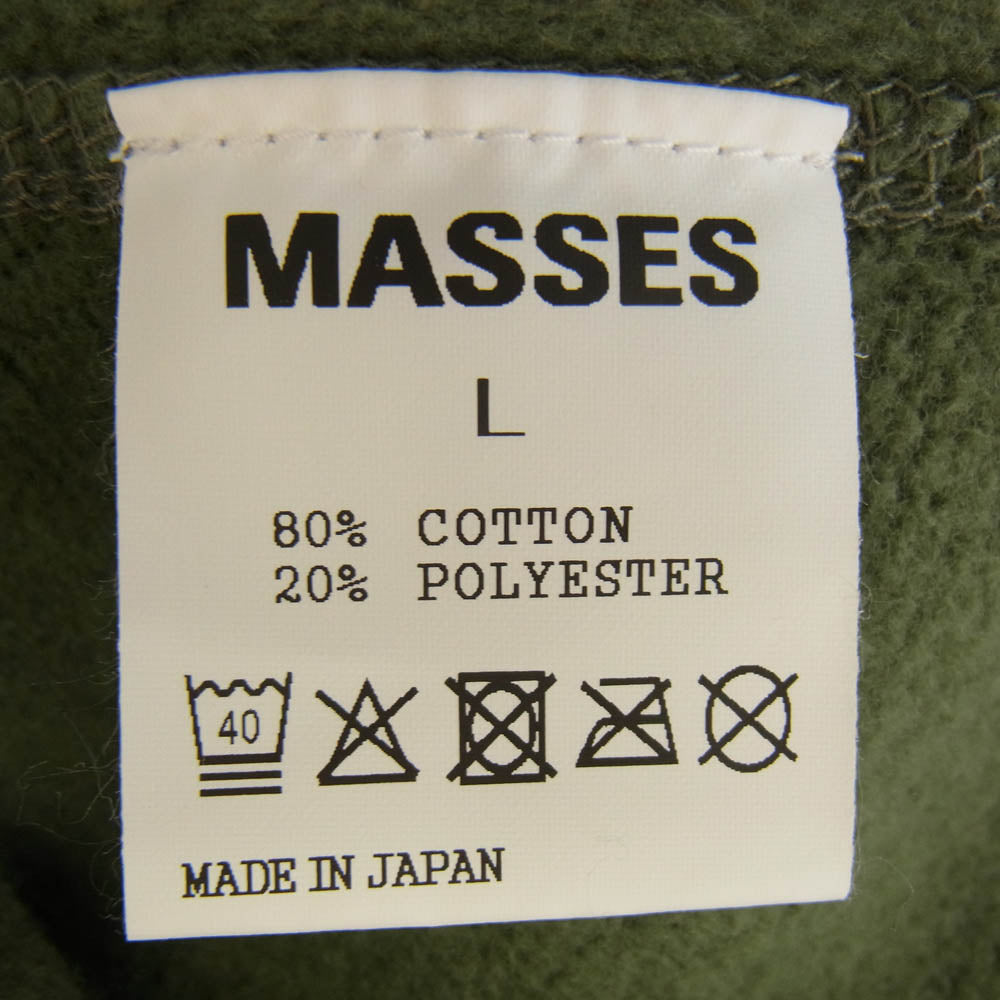 MASSES マシス 25SS 25SS_MSS_002 SWEAT HOODED METAL BLACK プロントプリント プルオーバーパーカー オリーブ L【新古品】【未使用】【中古】