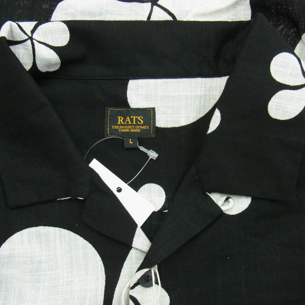 RATS ラッツ 24'RS-0508 FLOWER ALOHA S/S SHIRT フラワーデザイン アロハシャツ 半袖 ブラック系 L【新古品】【未使用】【中古】