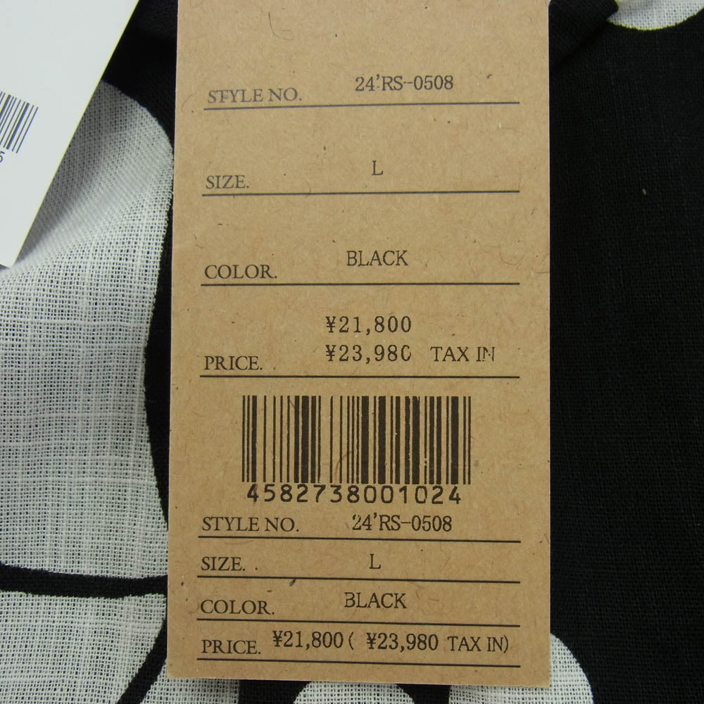 RATS ラッツ 24'RS-0508 FLOWER ALOHA S/S SHIRT フラワーデザイン アロハシャツ 半袖 ブラック系 L【新古品】【未使用】【中古】