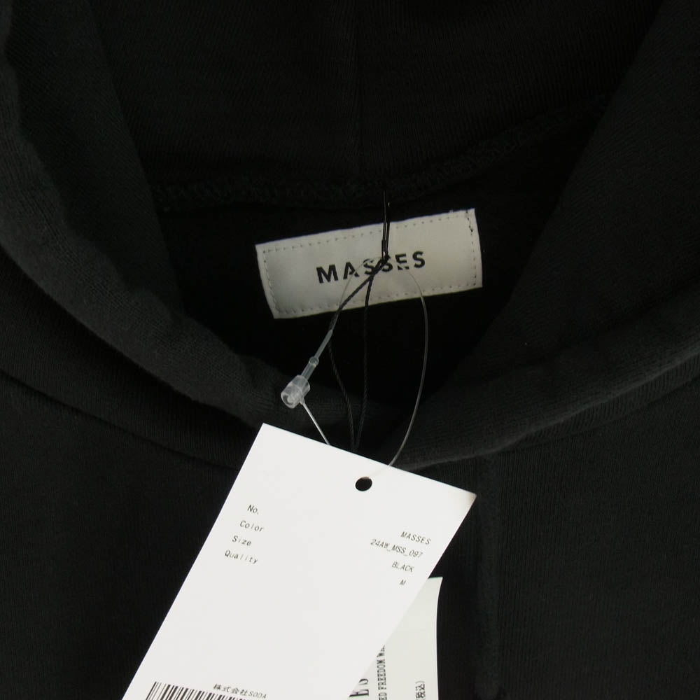 MASSES マシス 24AW 24AW_MSS_097 SWEAT HOODED FREEDOM WASH HEATHER プロントプリント プルオーバーパーカー ブラック系 M【新古品】【未使用】【中古】