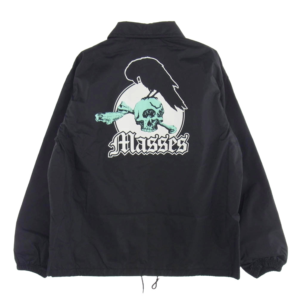 MASSES マシス 24AW 24AW_MSS_114 NYLON JKT CROW BLACK スカル バックプリント ナイロン コーチジャケット ブラック系 L【新古品】【未使用】【中古】
