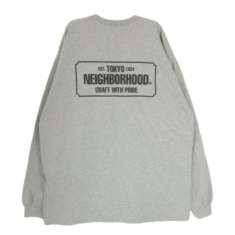 NEIGHBORHOOD ネイバーフッド 22AW 222PCNH-LT01 NH TEE-1 LS.CO ロゴプリント 長袖 Tシャツ ロンT カットソー グレー系 L【中古】