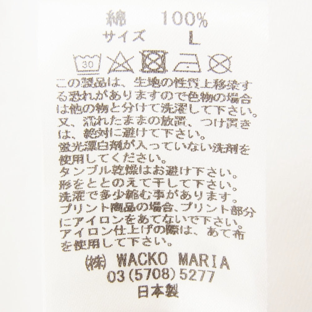 WACKO MARIA ワコマリア 24SSE-WMT-WT02 WASHED HEAVY WEIGHT CREW NECK T-SHIRT  刺繍 半袖 Tシャツ ホワイト系 L【中古】