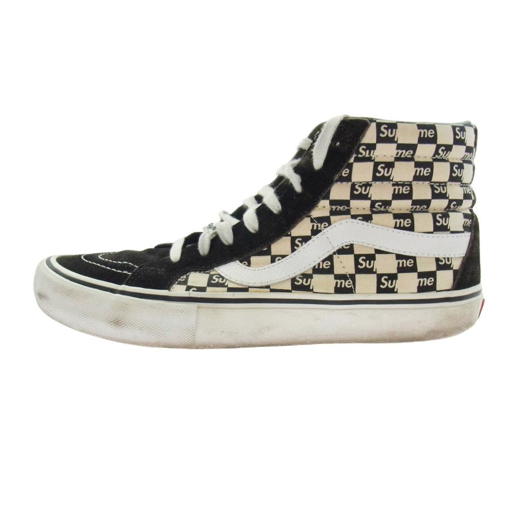 Supreme シュプリーム × VANS 16AW VN0A38Z3JLW Checker Logo Sk8-Hi チェッカー ロゴ スケート ハイカットスニーカー ブラック系 ホワイト系 27cm【中古】