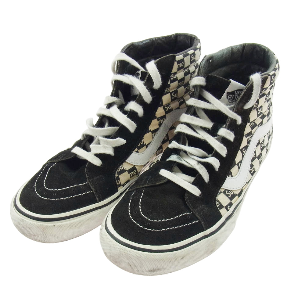 Supreme シュプリーム × VANS 16AW VN0A38Z3JLW Checker Logo Sk8-Hi チェッカー ロゴ スケート ハイカットスニーカー ブラック系 ホワイト系 27cm【中古】