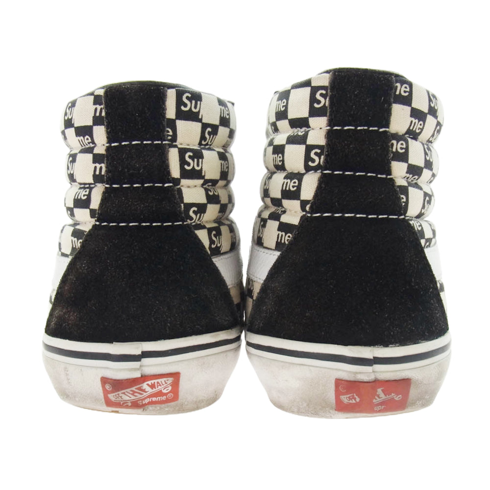 Supreme シュプリーム × VANS 16AW VN0A38Z3JLW Checker Logo Sk8-Hi チェッカー ロゴ スケート ハイカットスニーカー ブラック系 ホワイト系 27cm【中古】