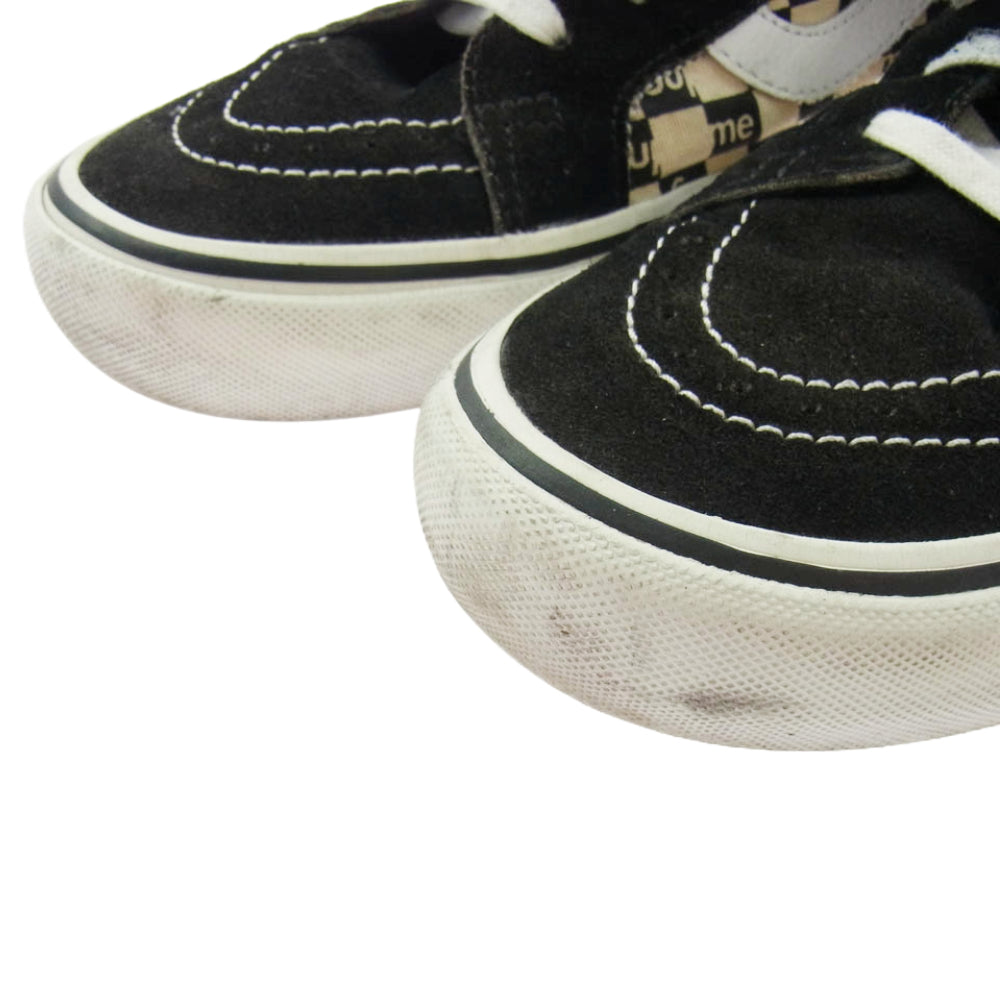 Supreme シュプリーム × VANS 16AW VN0A38Z3JLW Checker Logo Sk8-Hi チェッカー ロゴ スケート ハイカットスニーカー ブラック系 ホワイト系 27cm【中古】