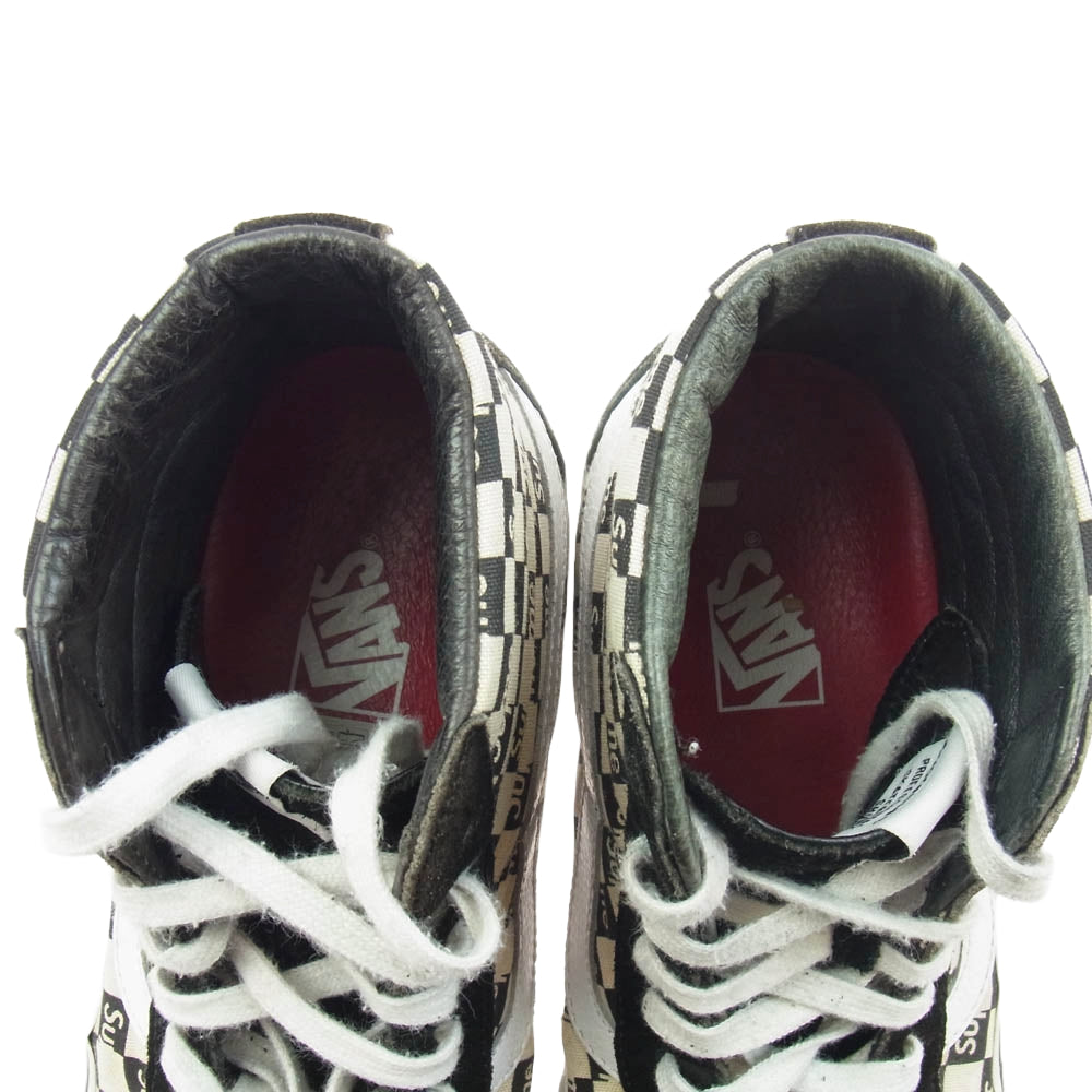 Supreme シュプリーム × VANS 16AW VN0A38Z3JLW Checker Logo Sk8-Hi チェッカー ロゴ スケート ハイカットスニーカー ブラック系 ホワイト系 27cm【中古】