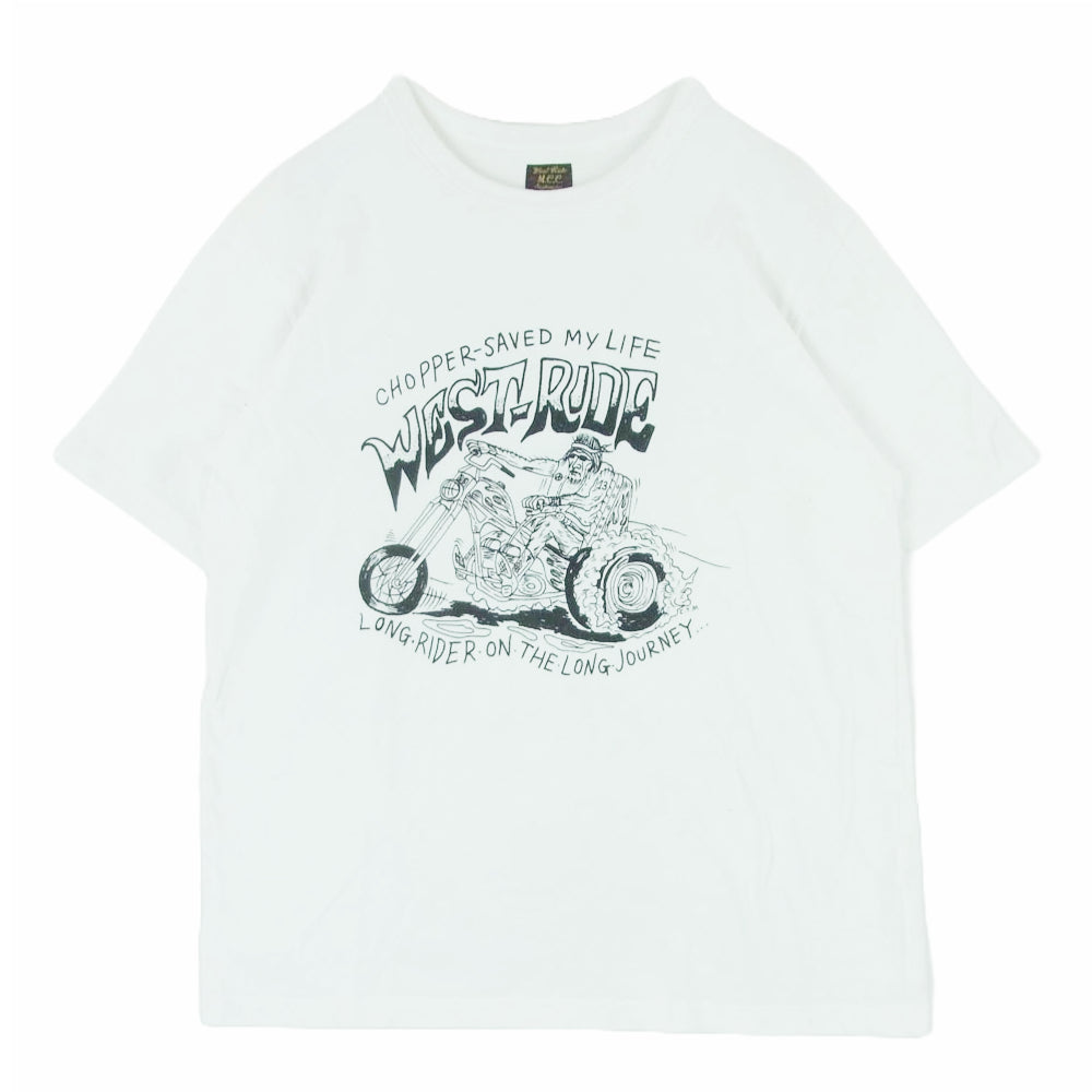 WESTRIDE ウエストライド LONG RIDER プリント Tシャツ 半袖 カットソー 日本製 ホワイト系 40【中古】