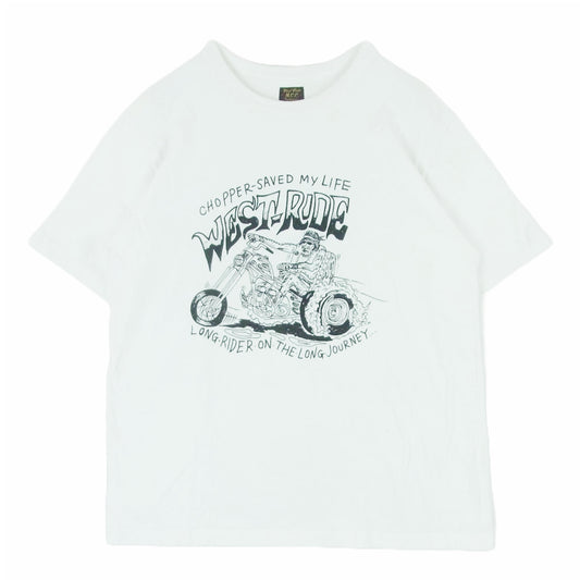 WESTRIDE ウエストライド LONG RIDER プリント Tシャツ 半袖 カットソー 日本製 ホワイト系 40【中古】