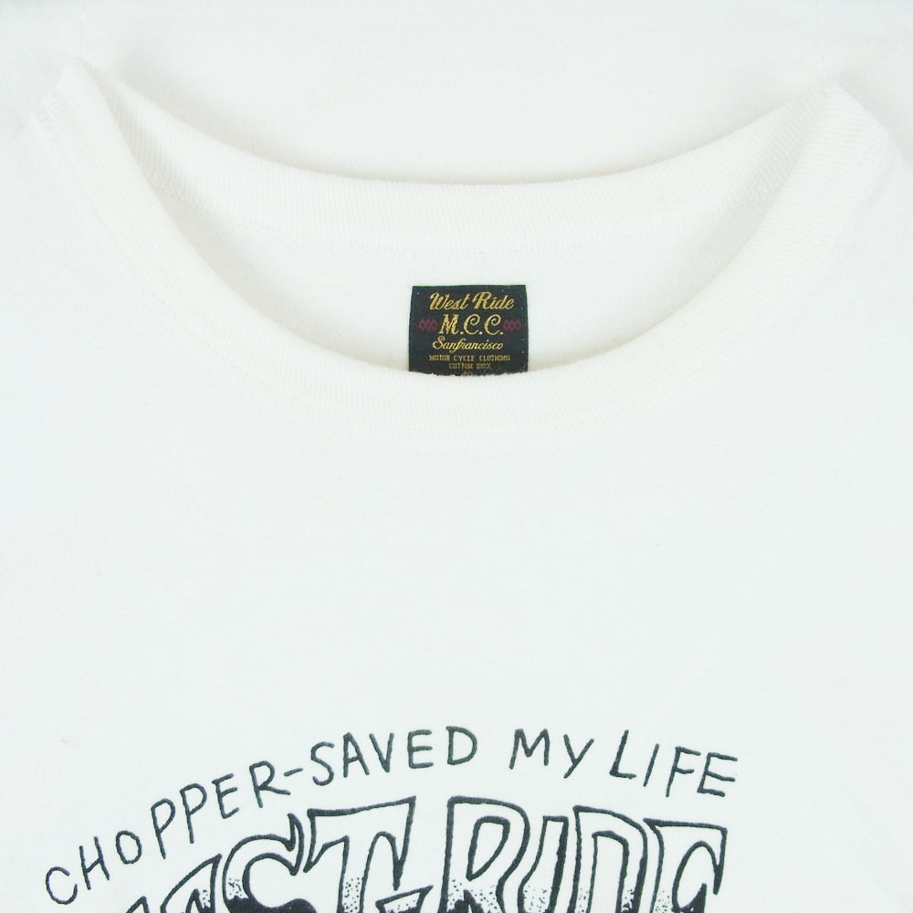 WESTRIDE ウエストライド LONG RIDER プリント Tシャツ 半袖 カットソー 日本製 ホワイト系 40【中古】