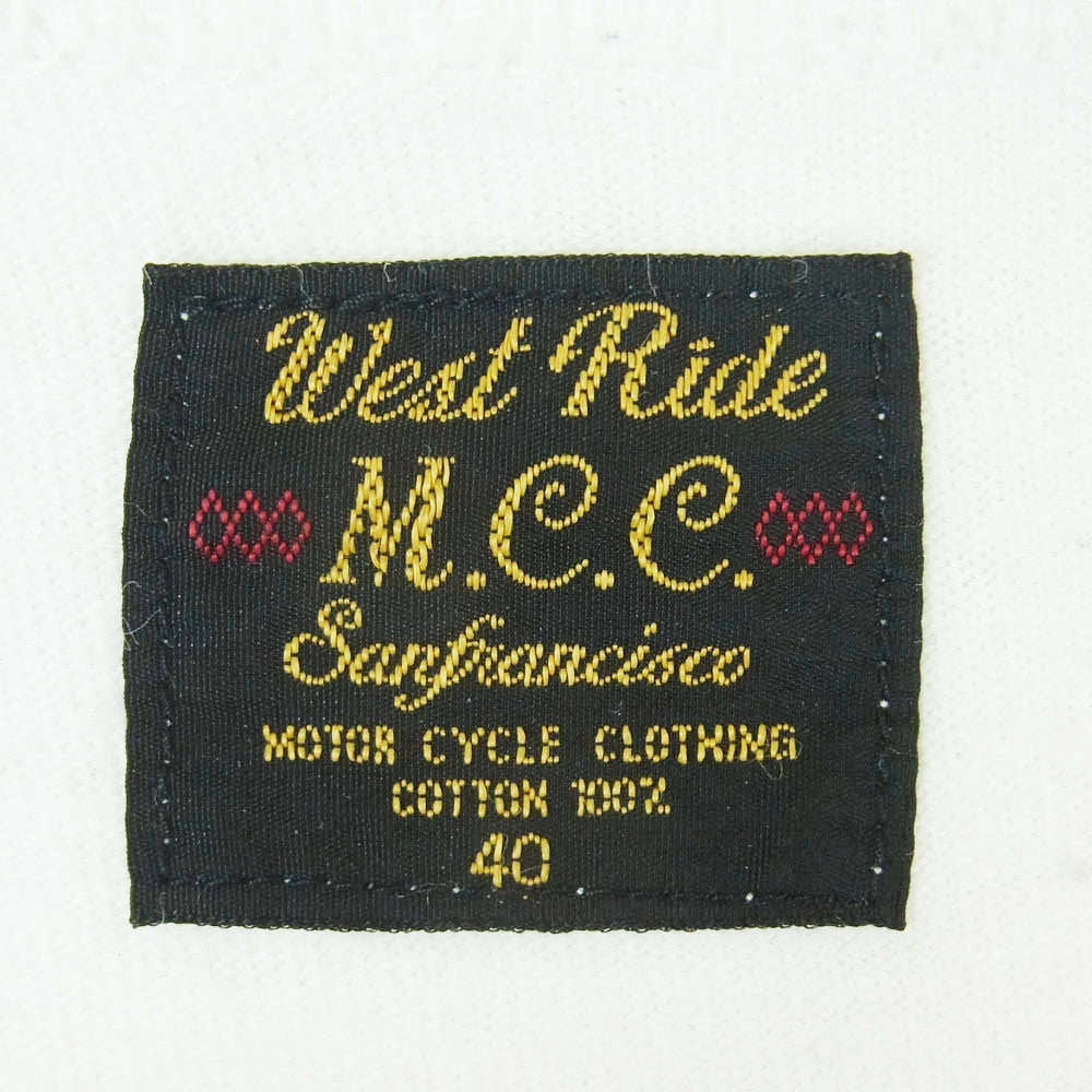 WESTRIDE ウエストライド LONG RIDER プリント Tシャツ 半袖 カットソー 日本製 ホワイト系 40【中古】