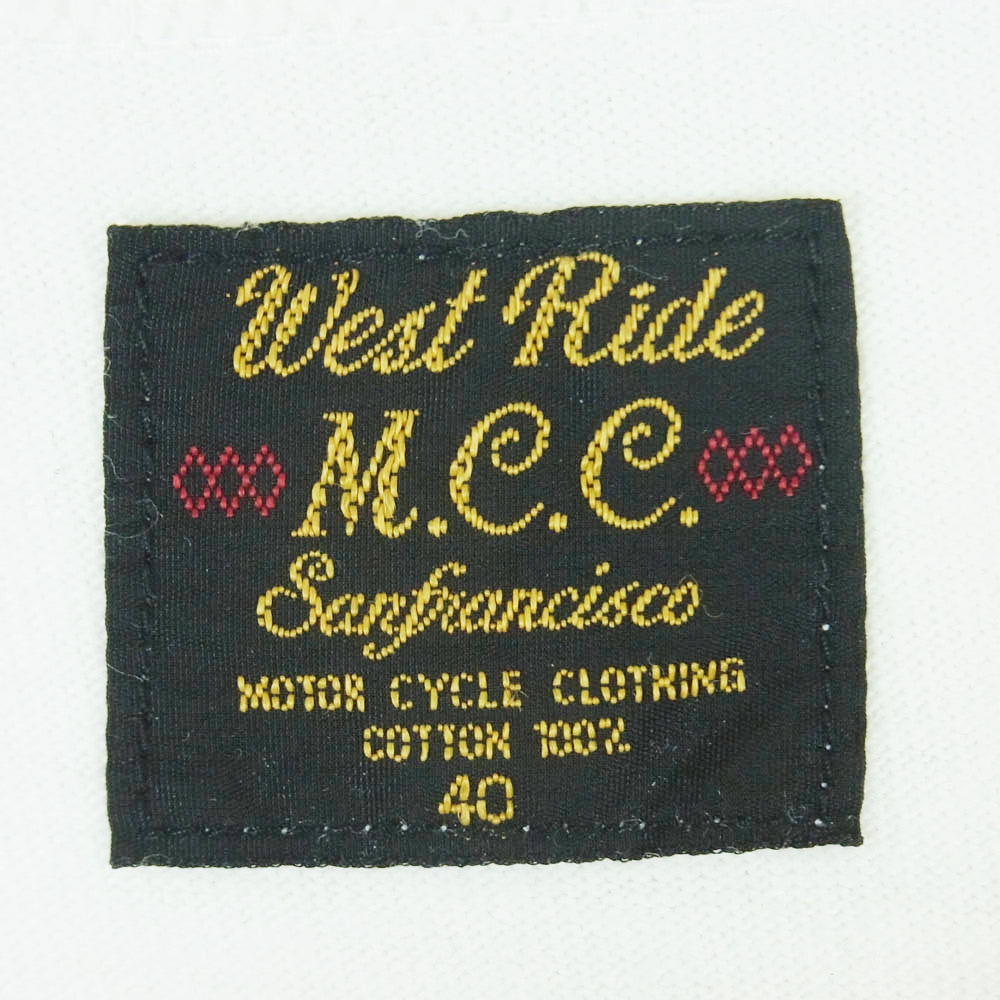 WESTRIDE ウエストライド CAT TEE フロントプリント Tシャツ 半袖 カットソー 日本製 ホワイト系 40【中古】