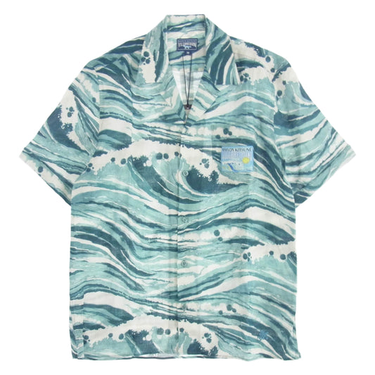 MAISON KITSUNE メゾンキツネ 24SS HARZAU20 VILEBREQUIN ウェーブストーリー 総柄 ハワイアン 半袖 シャツ ライトブルー系 M【新古品】【未使用】【中古】
