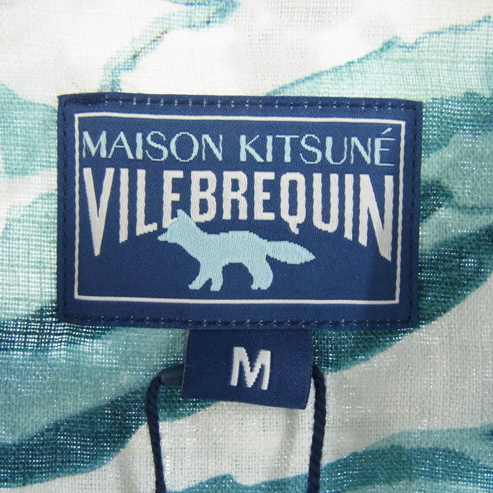 MAISON KITSUNE メゾンキツネ 24SS HARZAU20 VILEBREQUIN ウェーブストーリー 総柄 ハワイアン 半袖 シャツ ライトブルー系 M【新古品】【未使用】【中古】